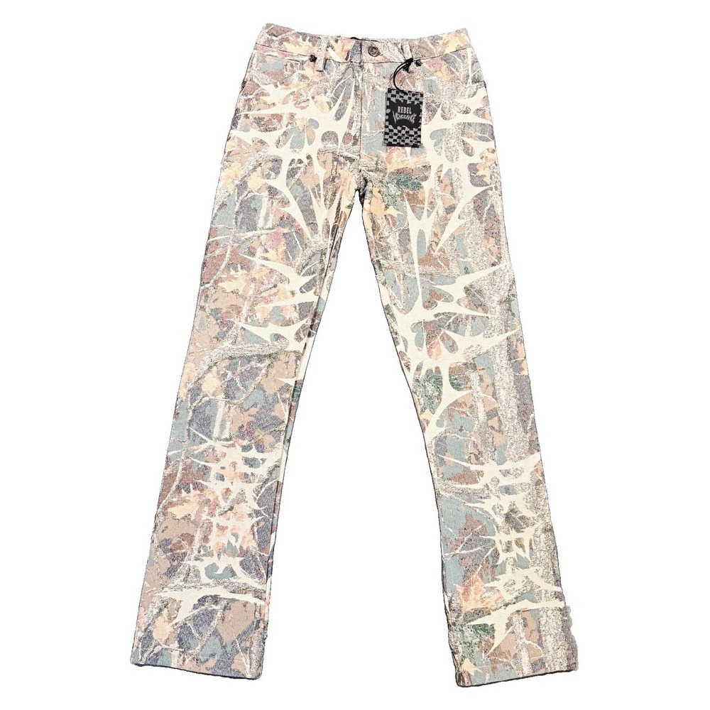 REBEL VENGEANCE Mens 28 Tapestry Pants Camo Tree Branch Graphic Jeans NWT Y2K
